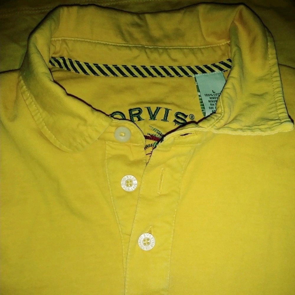 Orvis Men’s Polo Short Sleeve Shirt Large Yellow